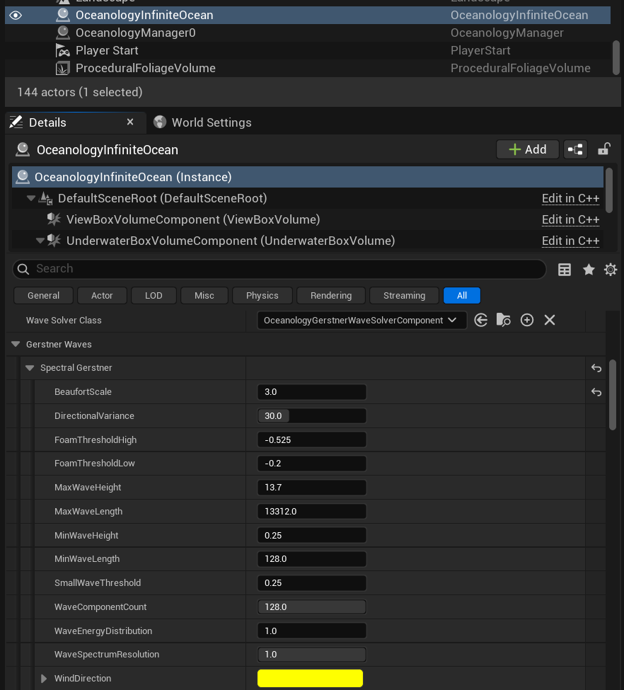 Underwater Box Volume Settings