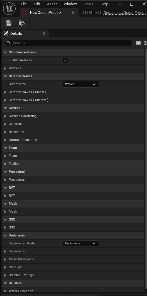 Preset parameter categories