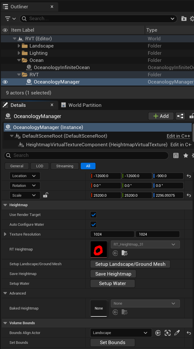 Oceanology Manager Heightmap Settings