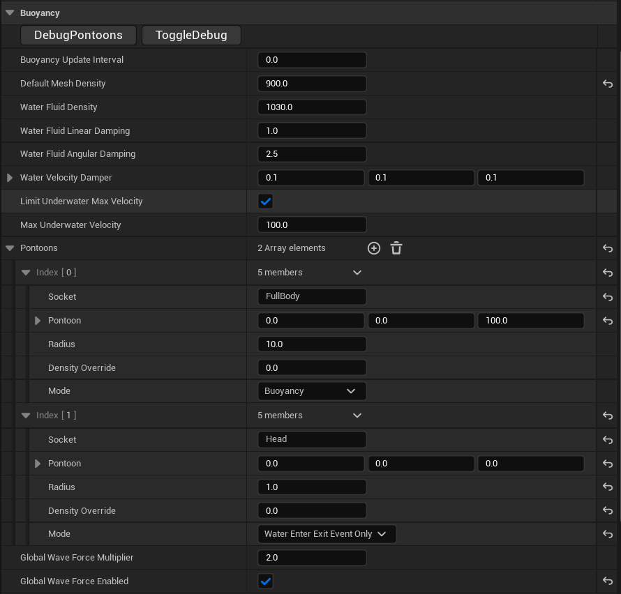 OceanBuoyancy and Pontoons configuration