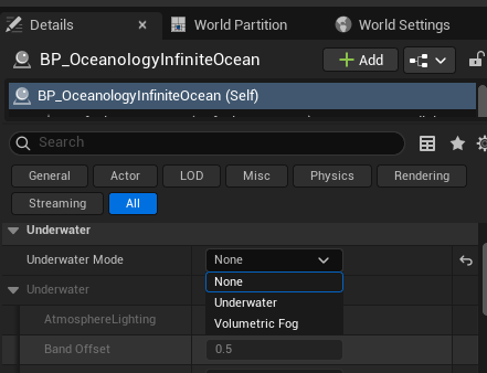 Underwater Mode selection