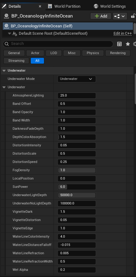 Underwater mode settings part 1