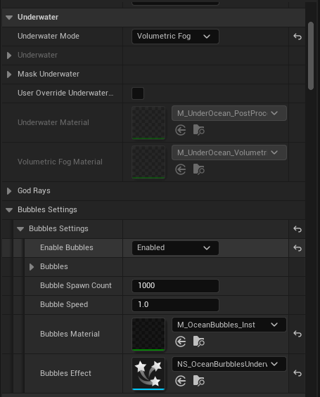 Bubbles Settings in Volumetric Fog mode