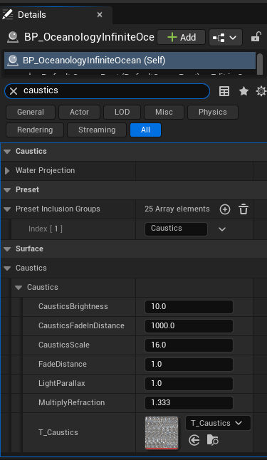 Caustics configuration