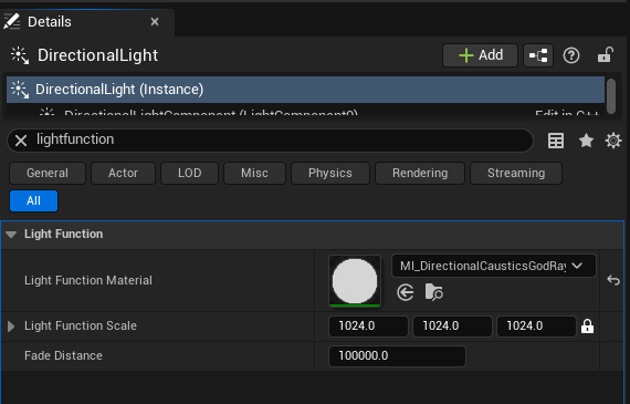 Light Function configuration