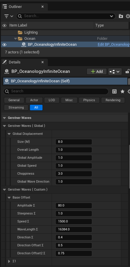 Gerstner Waves Global settings