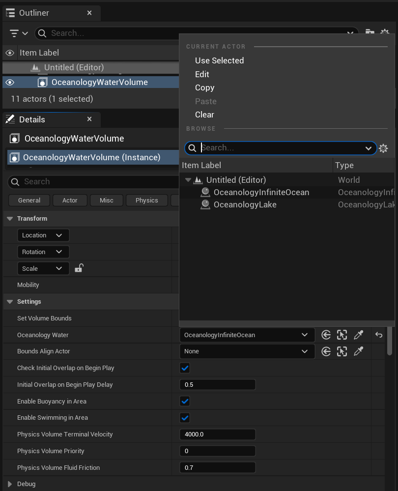 Selecting Oceanology Water reference