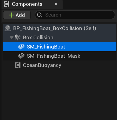 Selecting SM_FishingBoat component