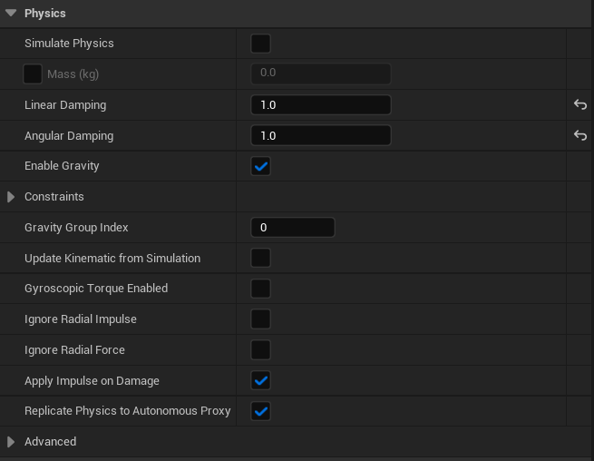SM_FishingBoat Physics settings