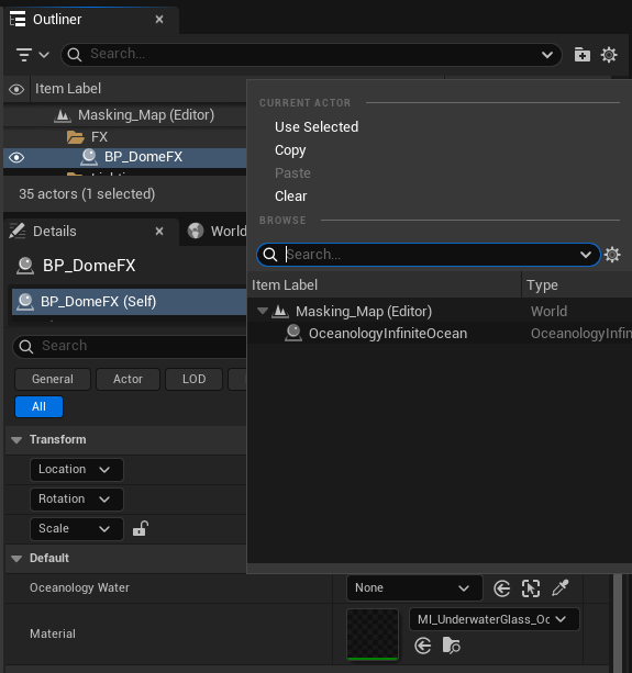 Oceanology Water picker showing available water bodies