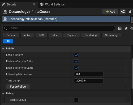 Infinite settings enabled