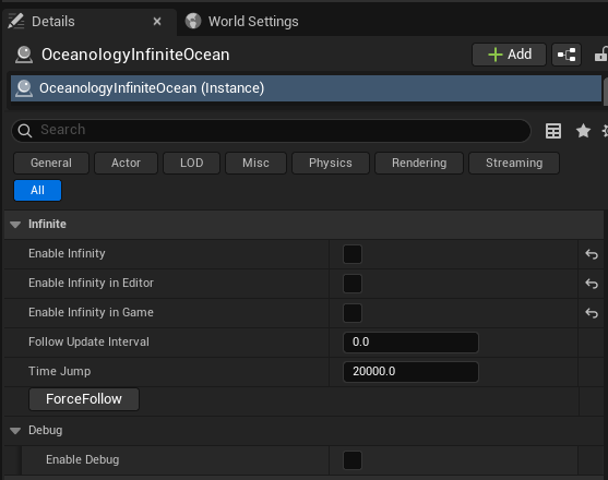 Infinite settings disabled