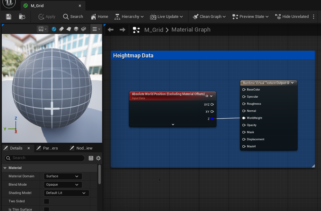 Material Editor with RVT heightmap setup