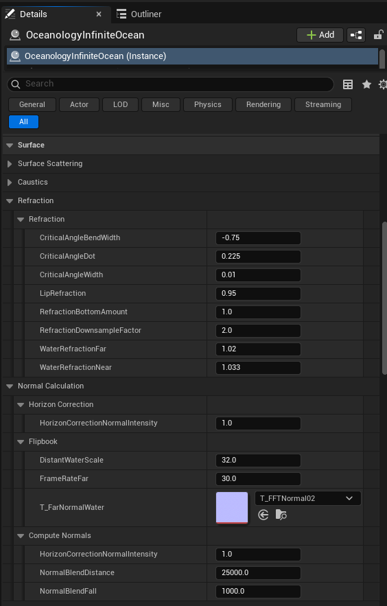 Refraction and Normal Calculation settings