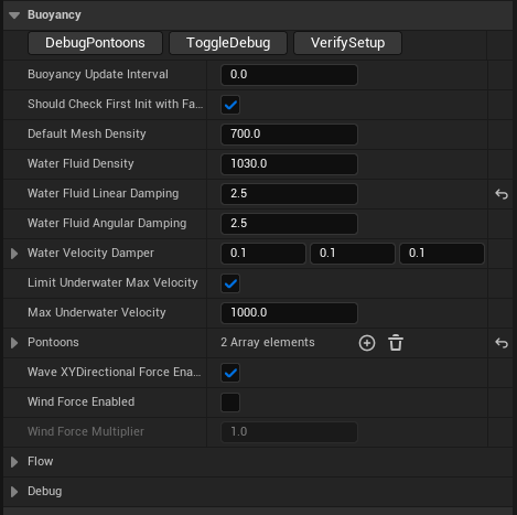 OceanBuoyancy settings