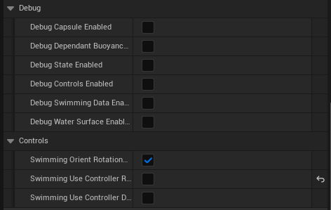 Debug and Controls settings