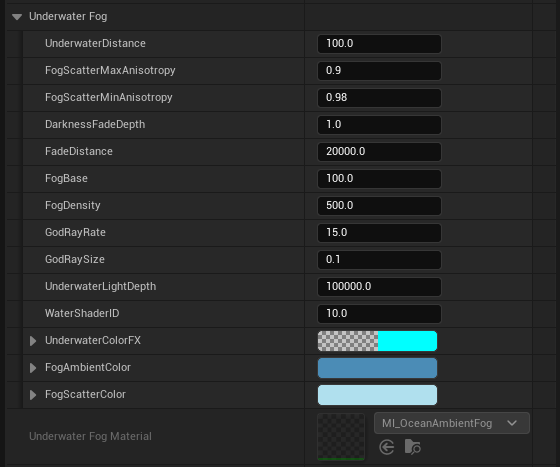 Underwater Fog detailed settings