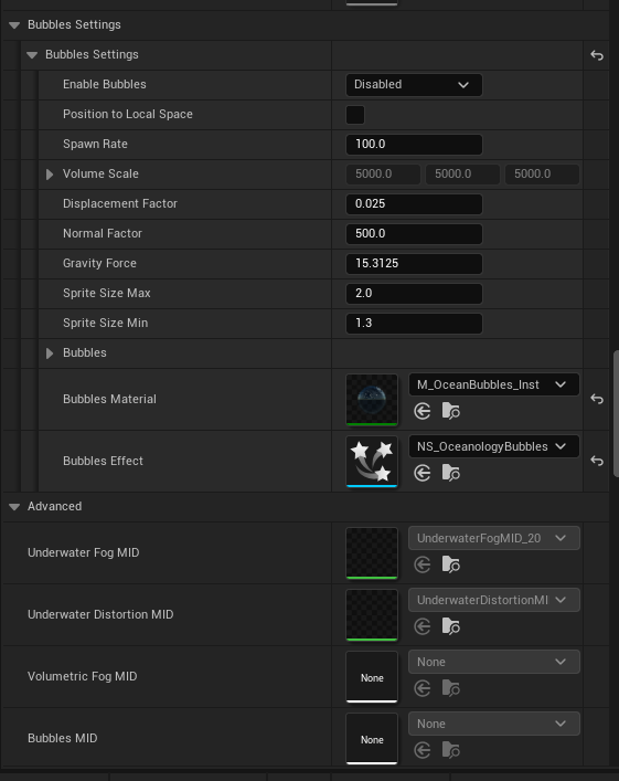 Bubbles Settings and Advanced options