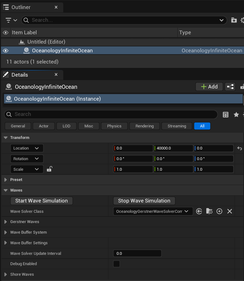 OceanologyInfiniteOcean Waves settings