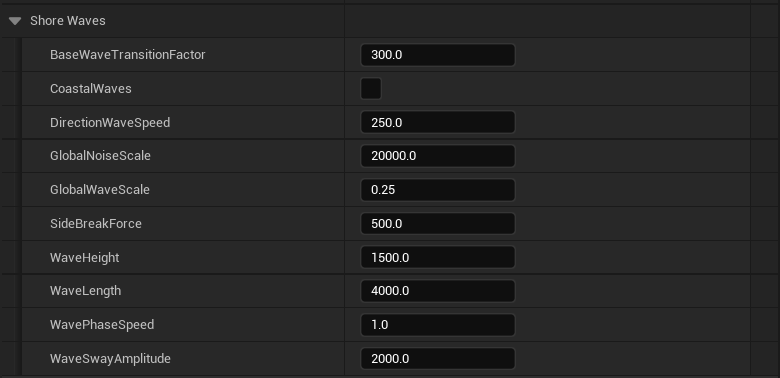 Shore Waves settings