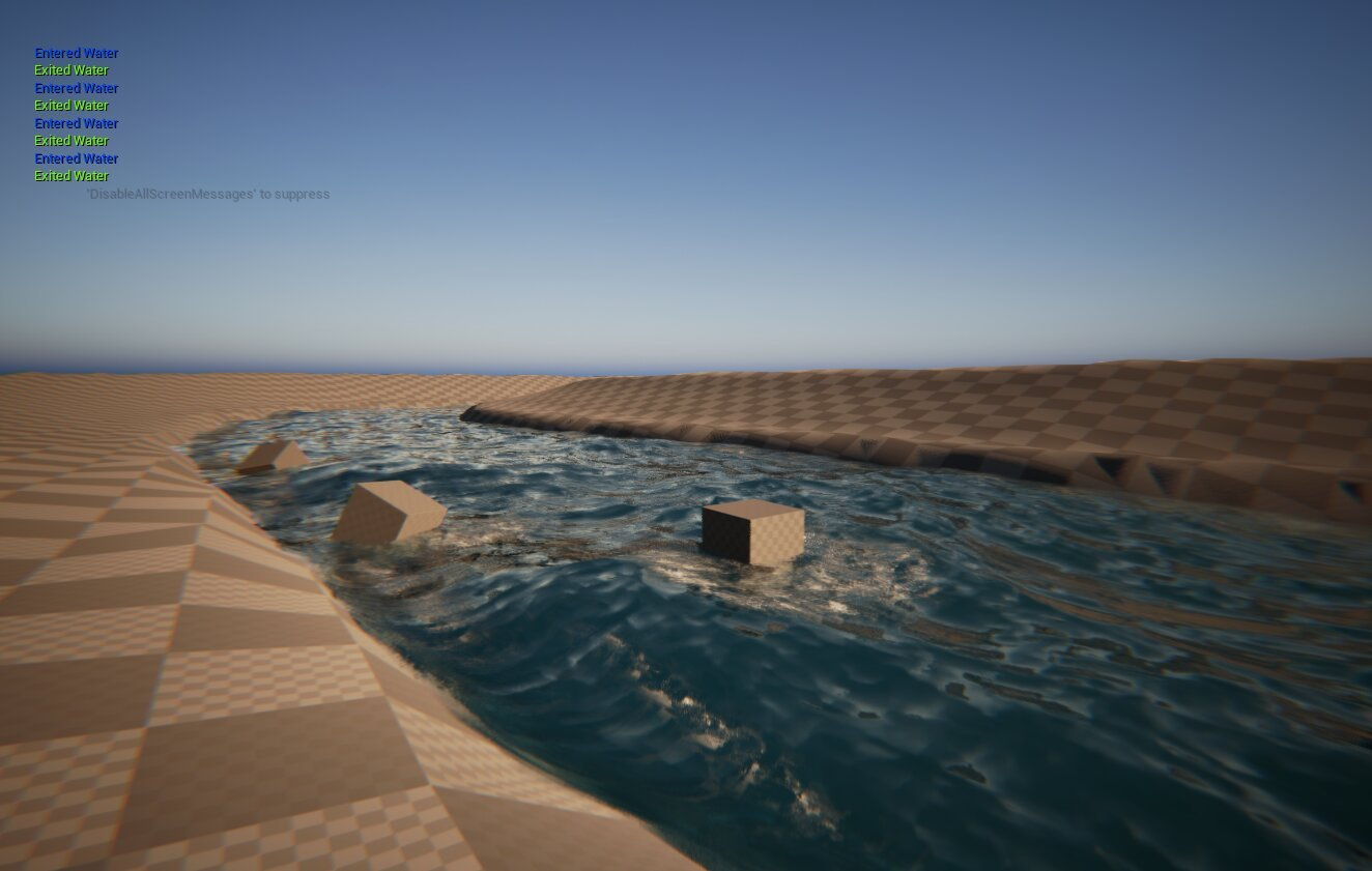 Surface Debugging showing Entered/Exited Water events