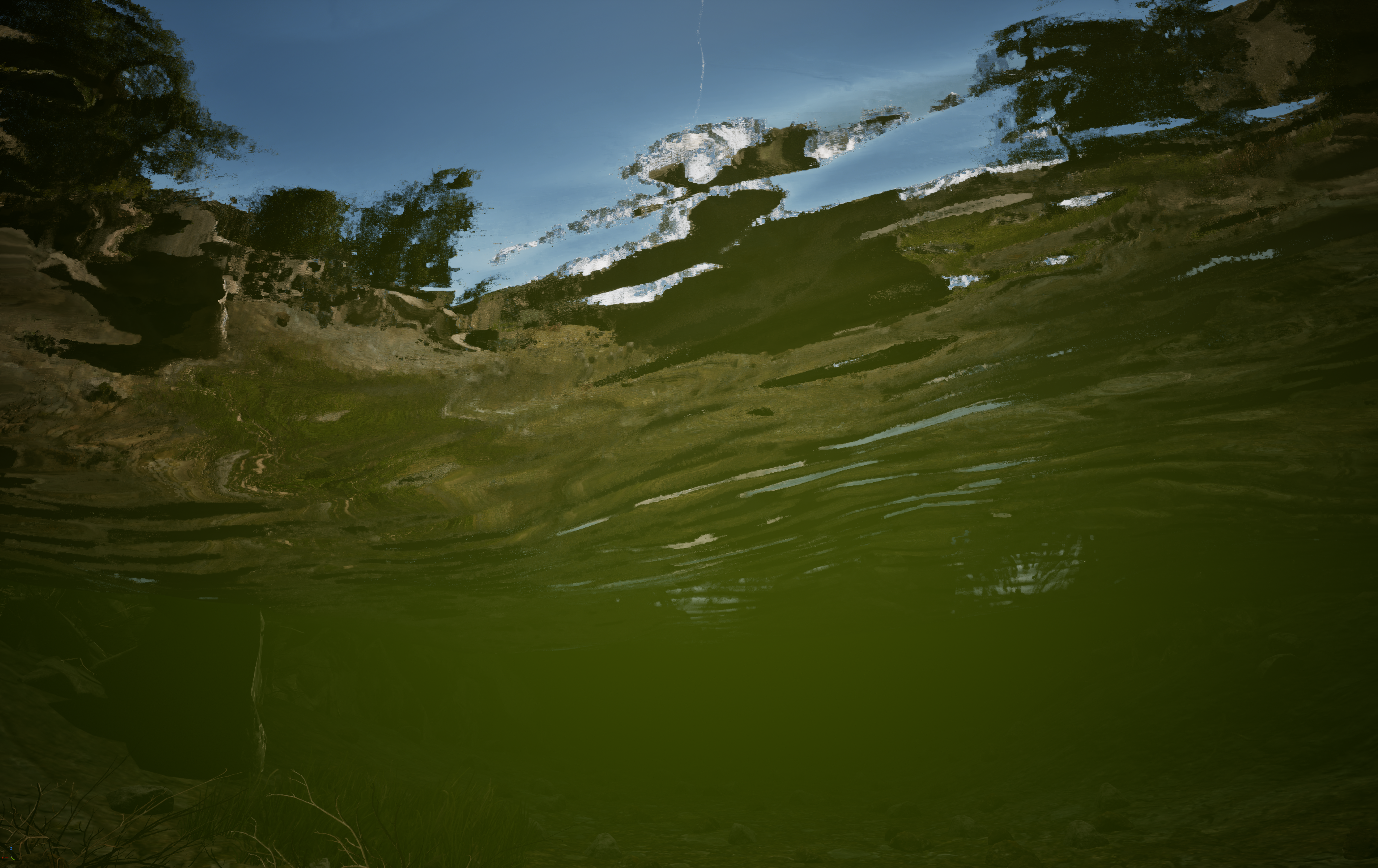 Refraction effect underwater view