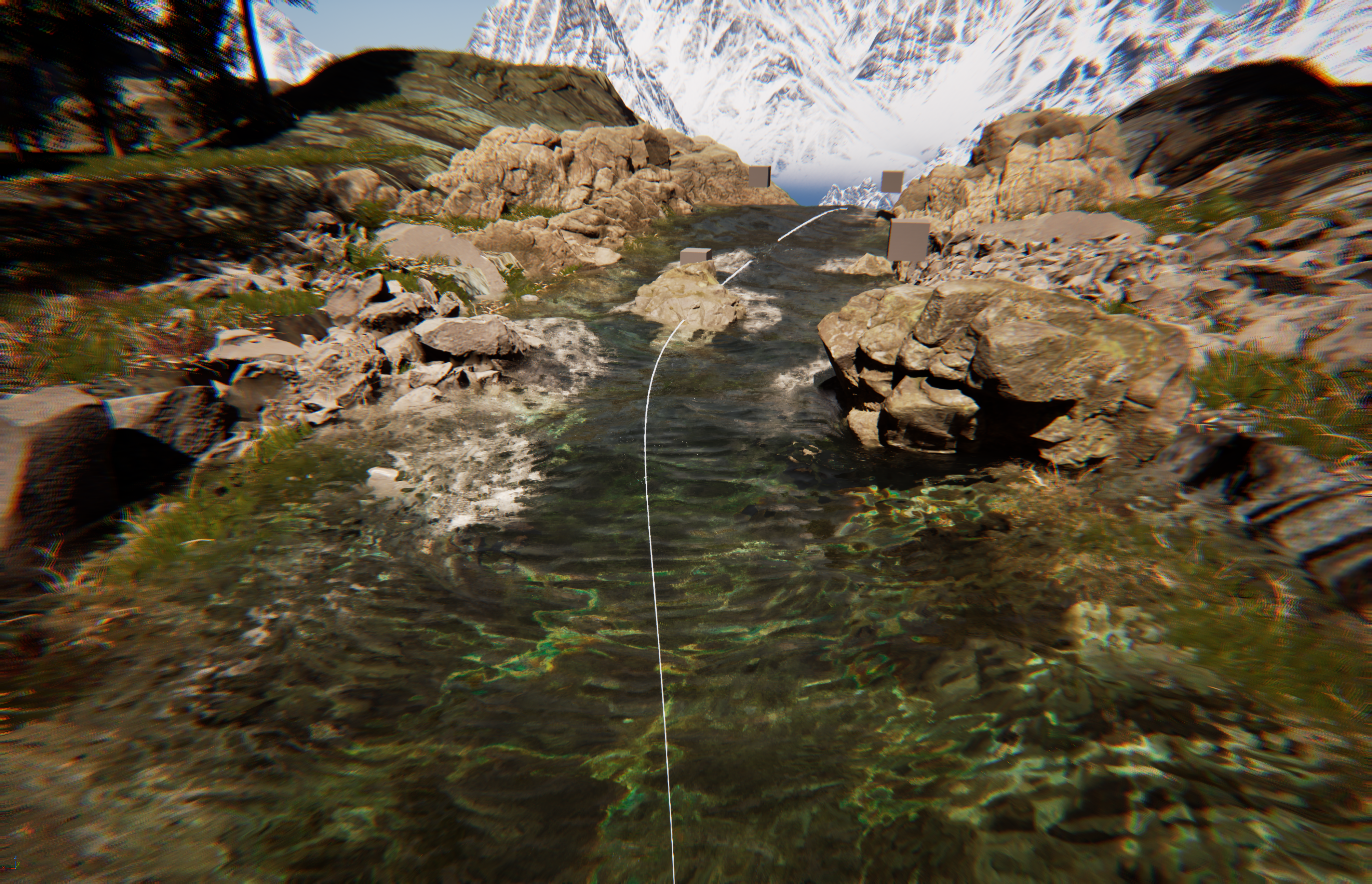 River surface with configured lighting