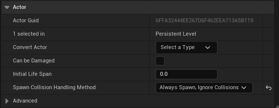Actor category settings